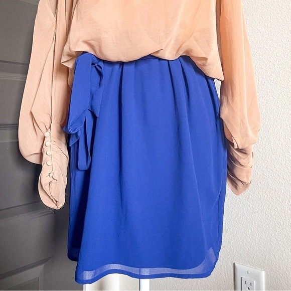 Lush Cold Shoulder Sheer Long Sleeve Dress, Size L - Picture 5 of 12